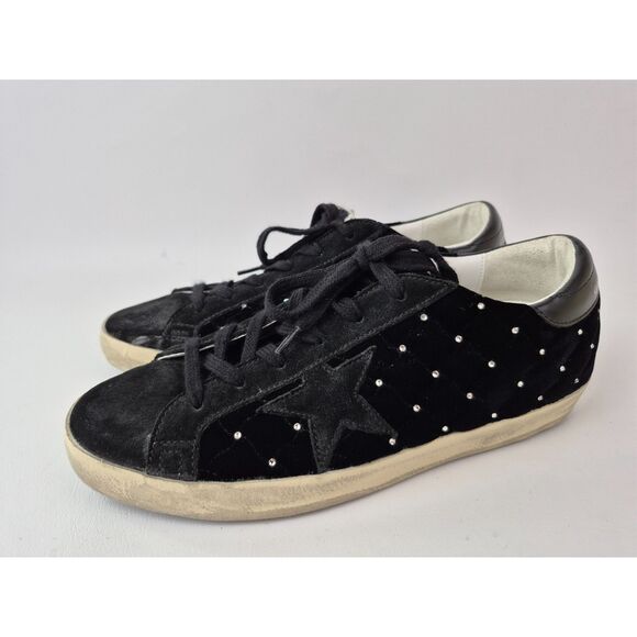 Golden Goose Women's Black Super-Star Swarovski Crystal Quilted Sneaker Size 40 - Picture 2 of 8
